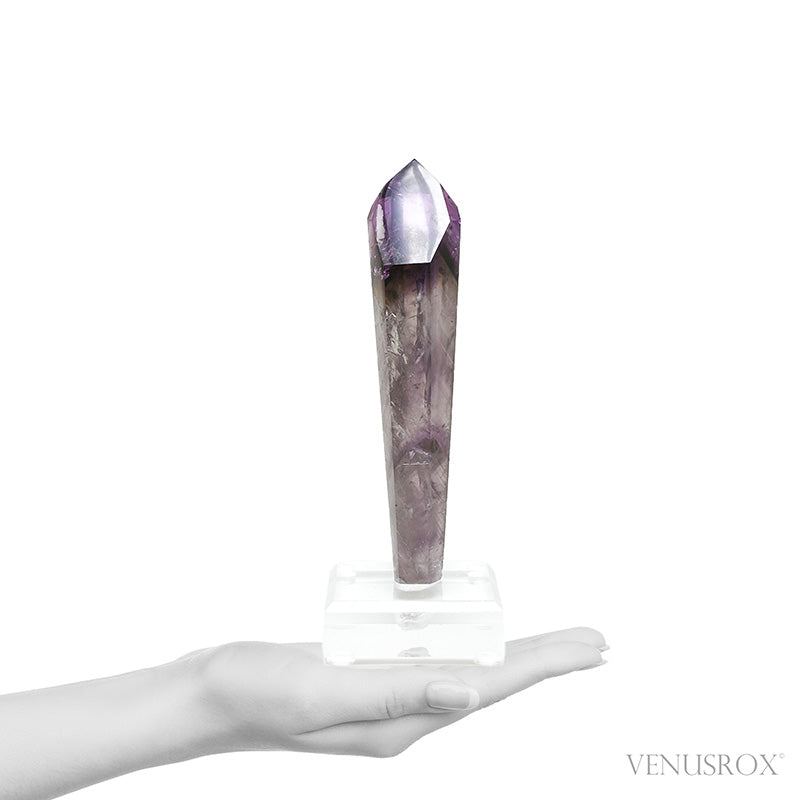 Amethyst Phantom Polished/Natural Point from the Quixaba Mine, Bahia, Brazil mounted on a bespoke stand | Venusrox