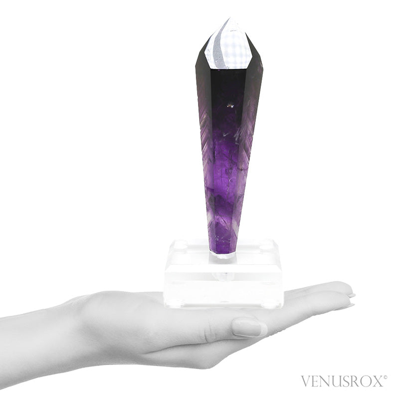 Amethyst Phantom Polished/Natural Point from Brazil mounted on a bespoke stand | Venusrox