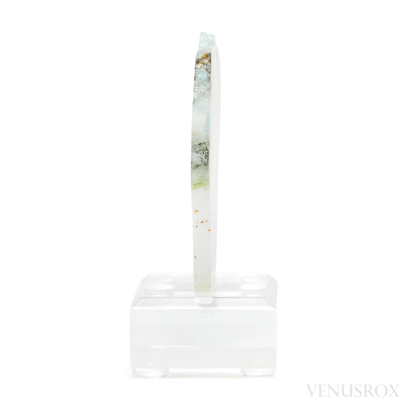 Ajoite in Quartz Polished Slice from the Messina Copper Mine, South Africa, mounted on a bespoke stand | Venusrox