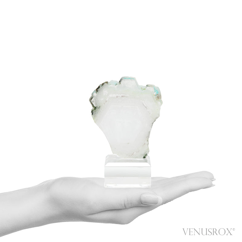 Ajoite in Quartz Polished Slice from the Messina Copper Mine, South Africa, mounted on a bespoke stand | Venusrox