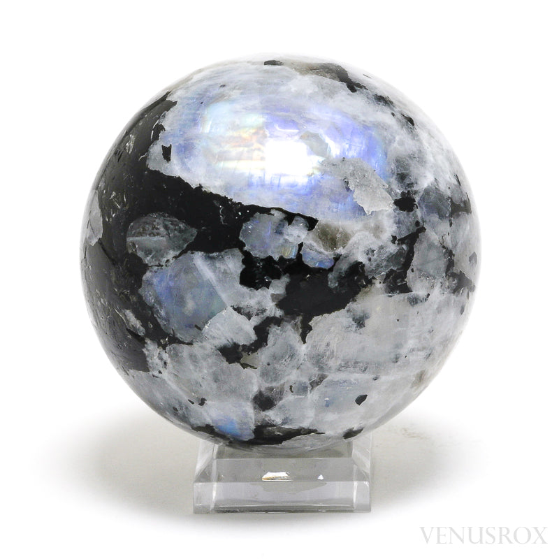 Rainbow Moonstone with Black Tourmaline Polished Sphere from India | Venusrox