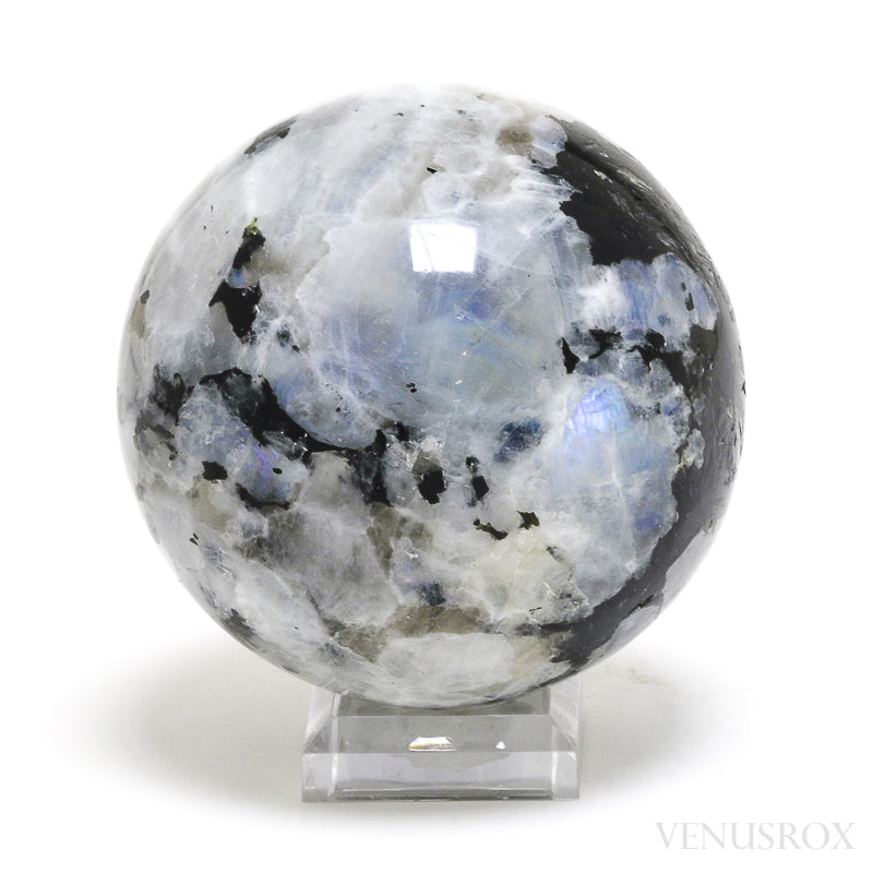 Rainbow Moonstone with Black Tourmaline Polished Sphere from India | Venusrox