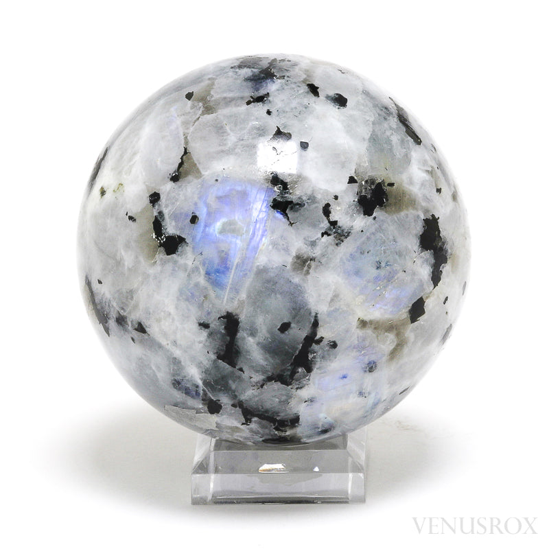 Rainbow Moonstone with Black Tourmaline Polished Sphere from India | Venusrox