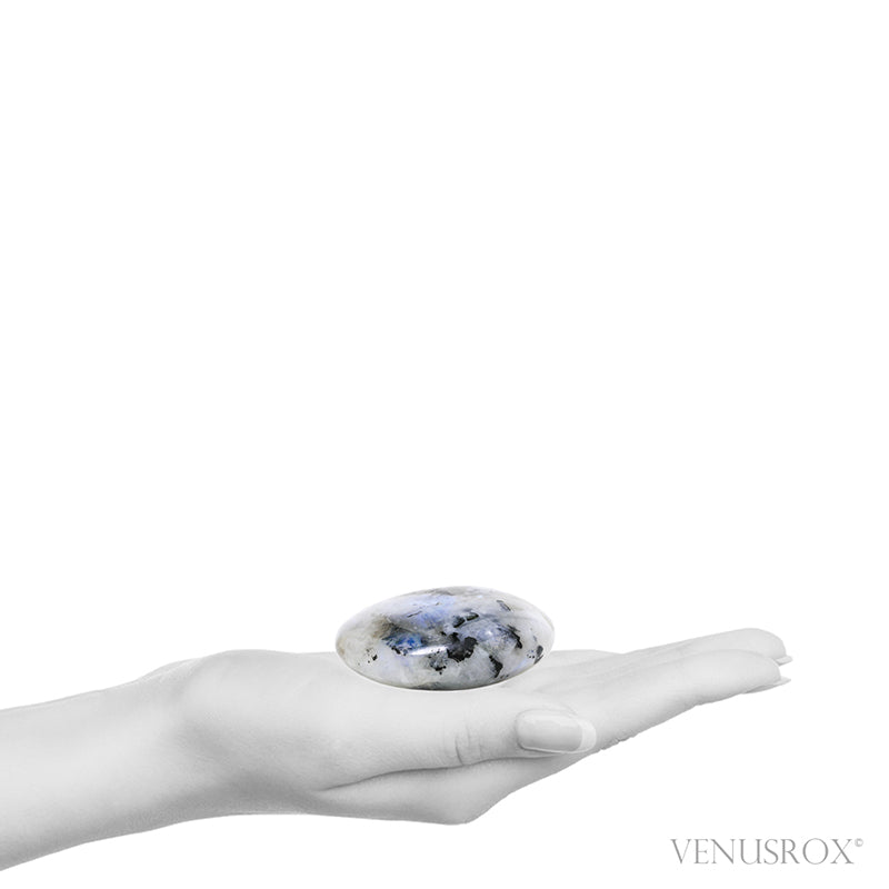Rainbow Moonstone with Black Tourmaline Polished Crystal from India | Venusrox