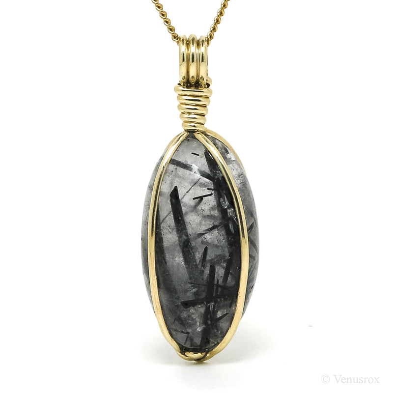 Tourmalinated Quartz Polished Crystal Pendant from India | Venusrox