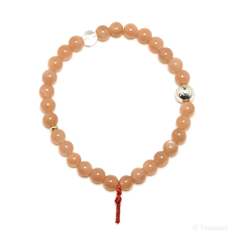 Peach Moonstone Bead Bracelet from India | Venusrox