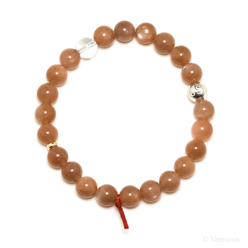Peach Moonstone Bead Bracelet from India | Venusrox