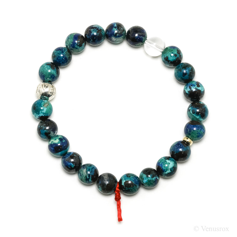 Chrysocolla with Shattuckite, Cuprite & Quartz Bracelet from Peru | Venusrox