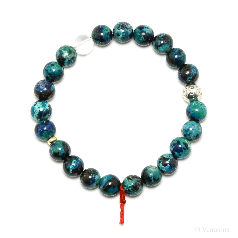 Chrysocolla with Shattuckite, Cuprite & Quartz Bracelet from Peru | Venusrox
