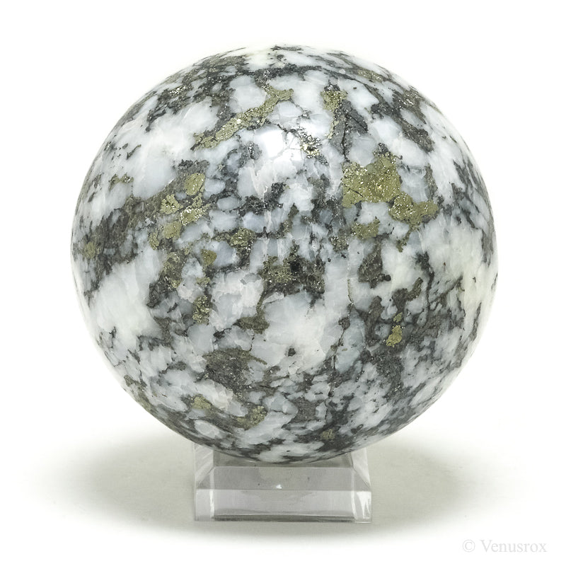 Pyrite in Quartz Polished Sphere from Peru | Venusrox