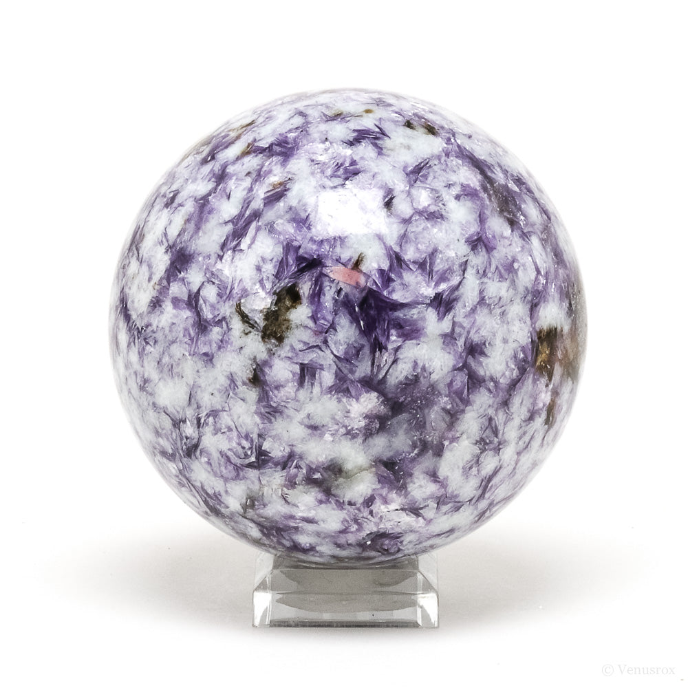 beautiful Lepidolite with Pink Tourmaline & Albite Polished Sphere from Russia | Venusrox