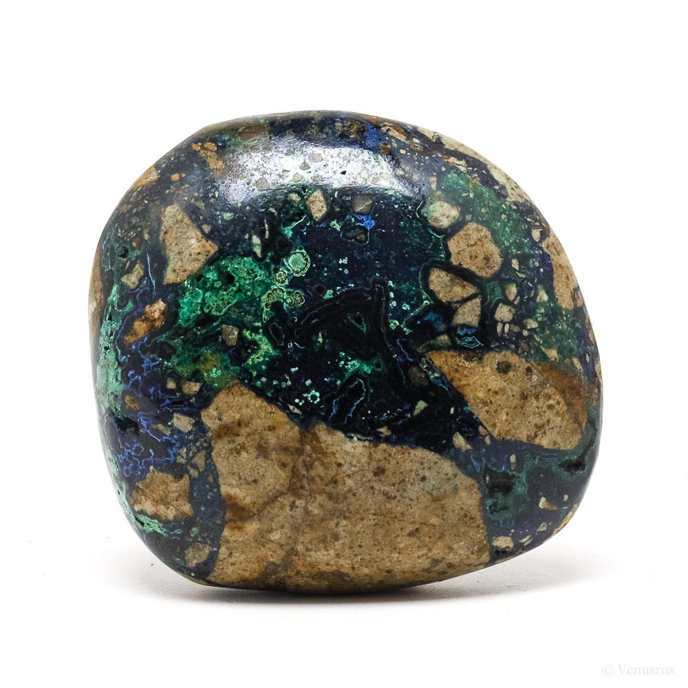 Azurite and Malachite in Matrix Polished Crystal from Huancavelica, Peru | Venusrox
