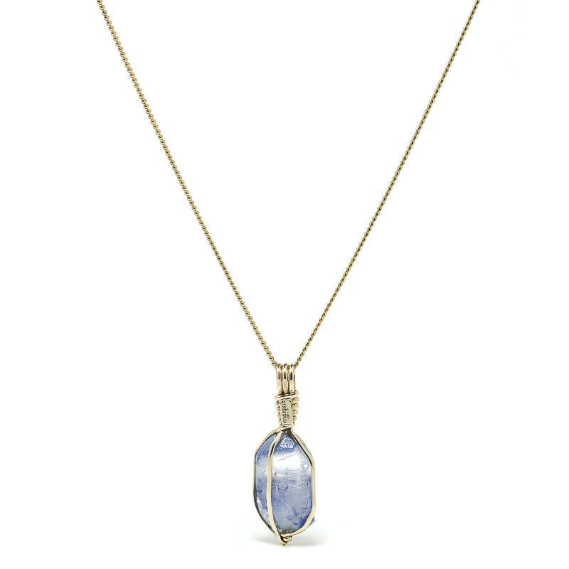 Natural Dumortierite in Quartz Crystal Pendant from the Vaca Morte Mine, Bahia, Brazil | Venusrox