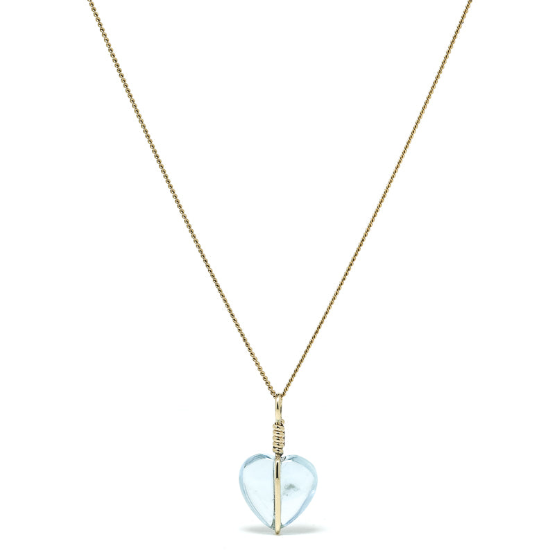 Aquamarine Polished Heart Pendant from Mozambique | Venusrox