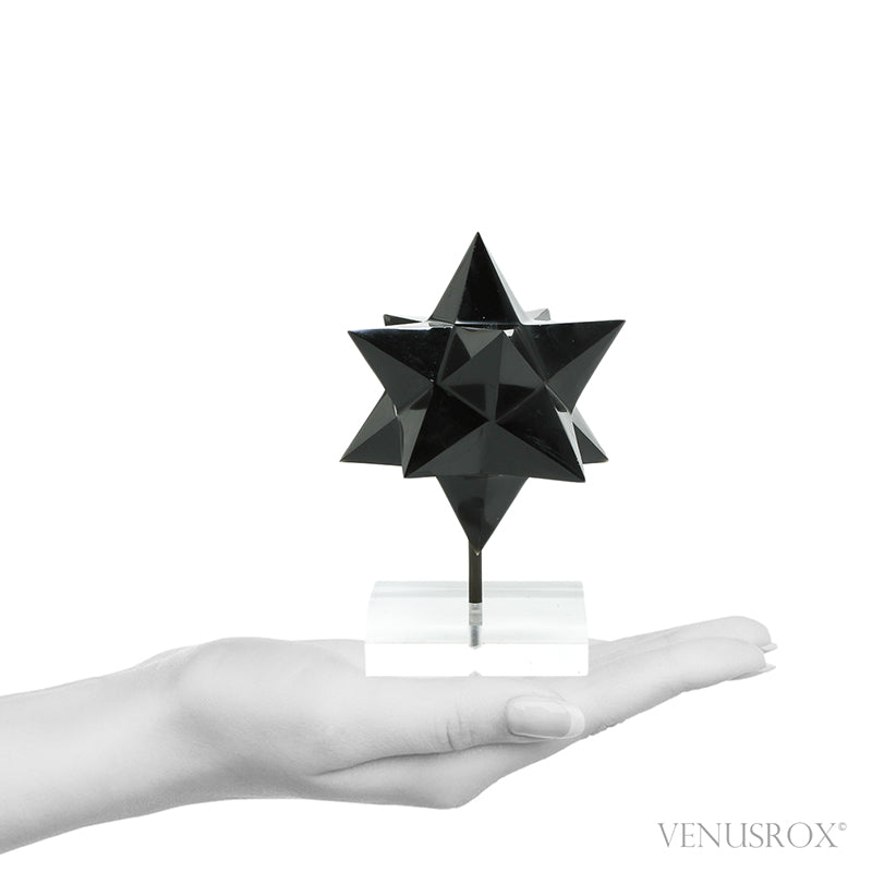 Black Obsidian Polished Star from Brazil mounted on a bespoke stand | Venusrox