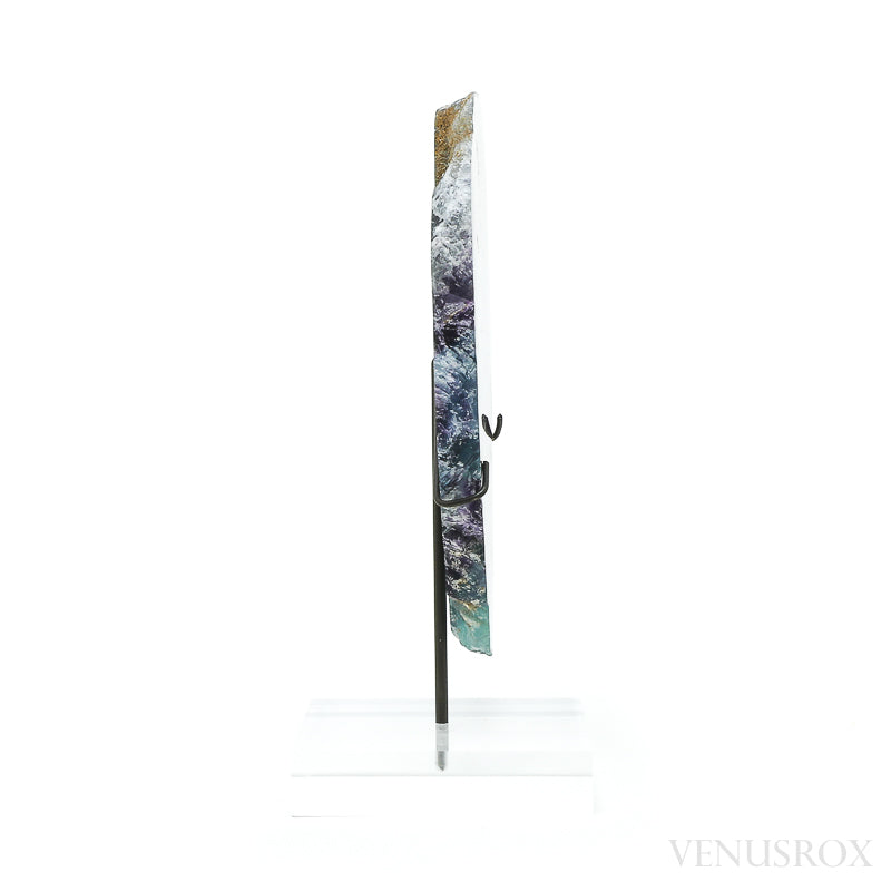 Fluorite Part Polished/Part Natural Slice from Mexico, mounted on a bespoke stand | Venusrox