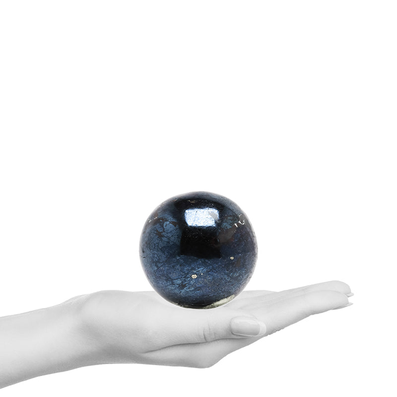 Covellite with Pyrite Polished Sphere from Peru | Venusrox