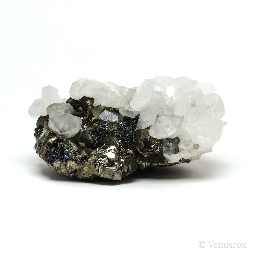 Calcite on Pyrite & Sphalerite Natural Cluster from the Trepča Mining Complex, Trepča Valley, Kosovska Mitrovica, Kosovska Mitrovica District, Kosovo | Venusrox