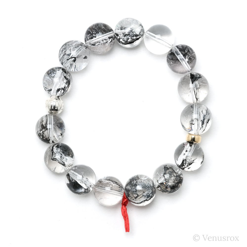 Clear Quartz with Carbon Inclusions Bracelet from Pakistan | Venusrox