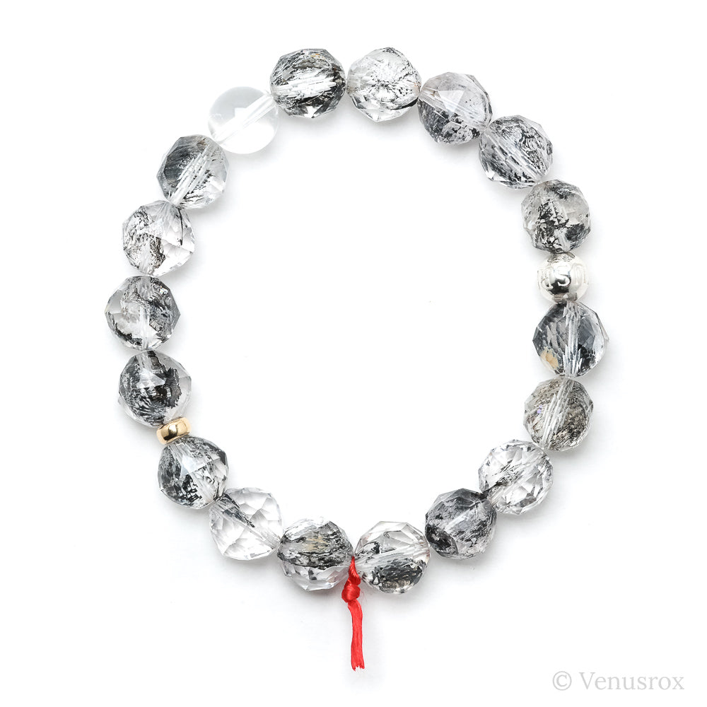 Clear Quartz with Carbon Inclusions Bracelet from Pakistan | Venusrox