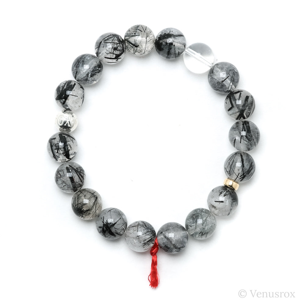 Tourmalinated Quartz Bead Bracelet from Brazil | Venusrox