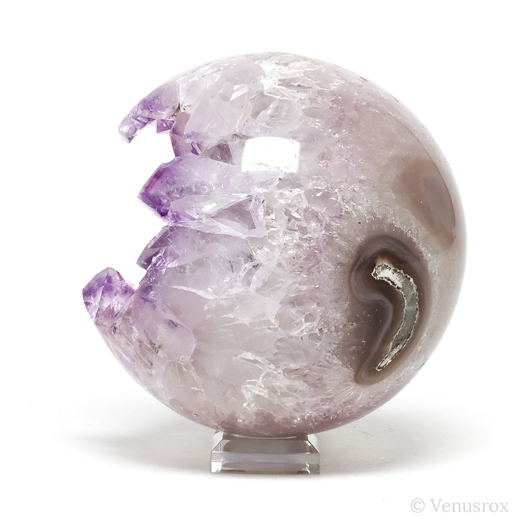 Amethyst with Clear Quartz & Agate Geode Sphere from Brazil | Venusrox