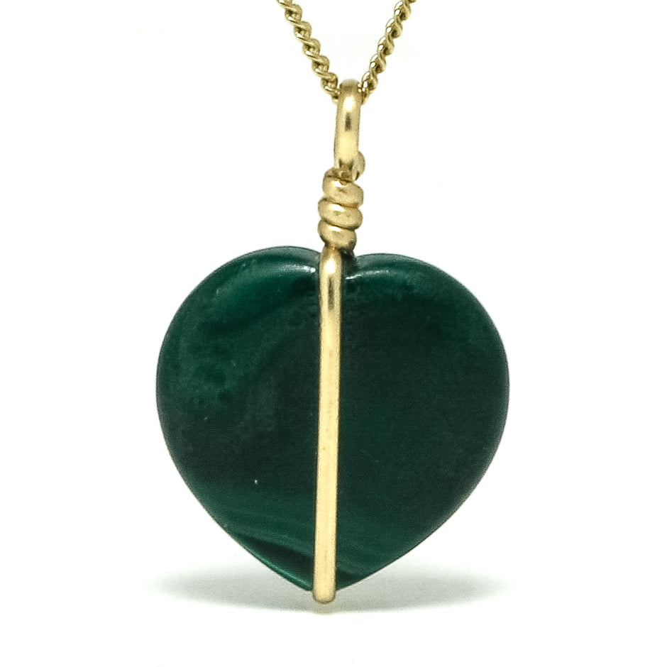 Malachite Polished Heart Pendant from the Democratic Republic of Congo | Venusrox