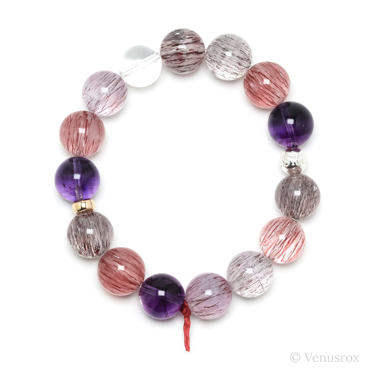 Amethyst with Clear Quartz, Hematite & Goethite Bracelet from Brazil | Venusrox