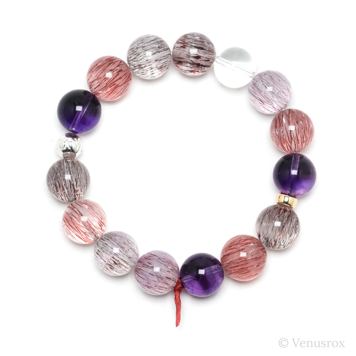 Amethyst with Clear Quartz, Hematite & Goethite Bracelet from Brazil | Venusrox