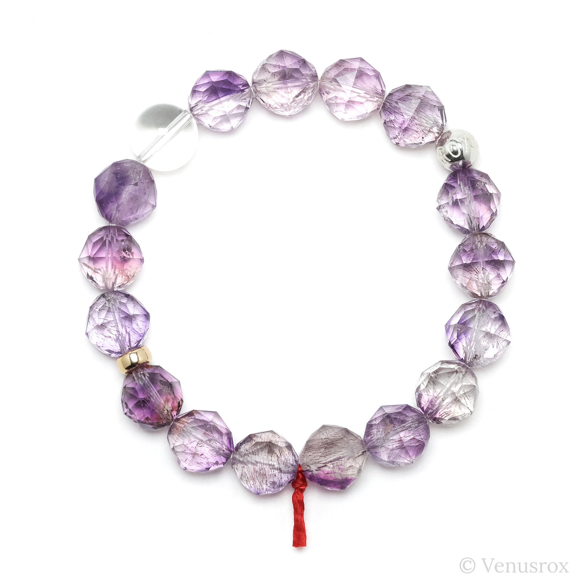 Amethyst with Clear Quartz, Hematite & Goethite Bracelet from Brazil | Venusrox