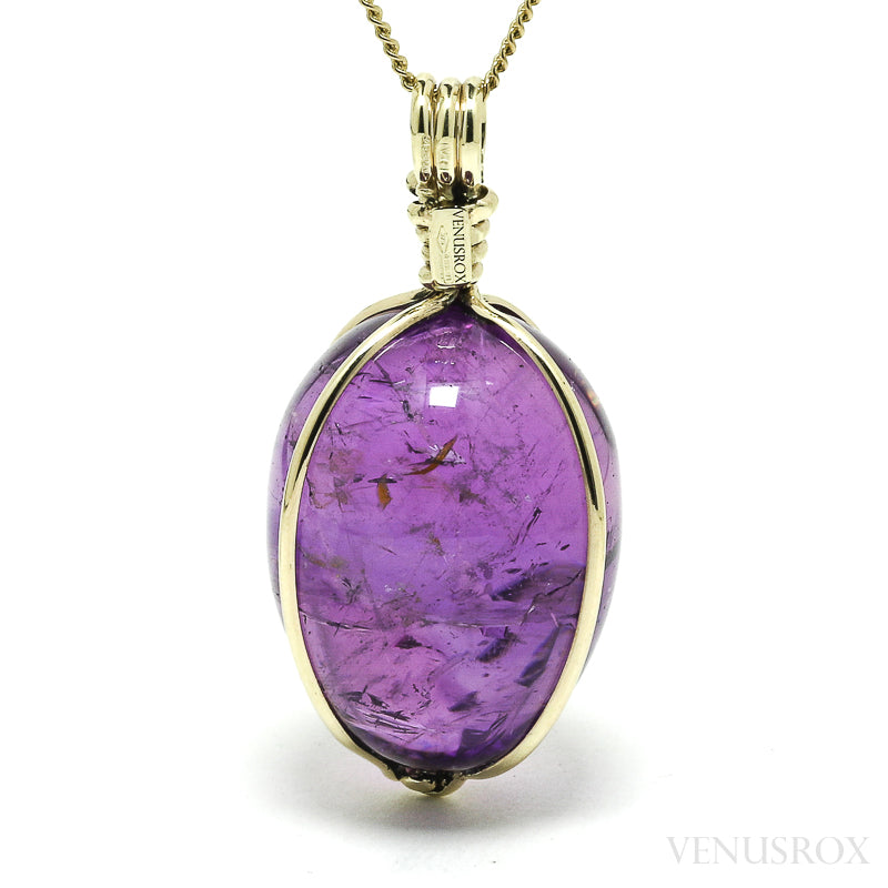 Amethyst Phantom Polished Crystal Pendant with 9Kt Gold | Venusrox