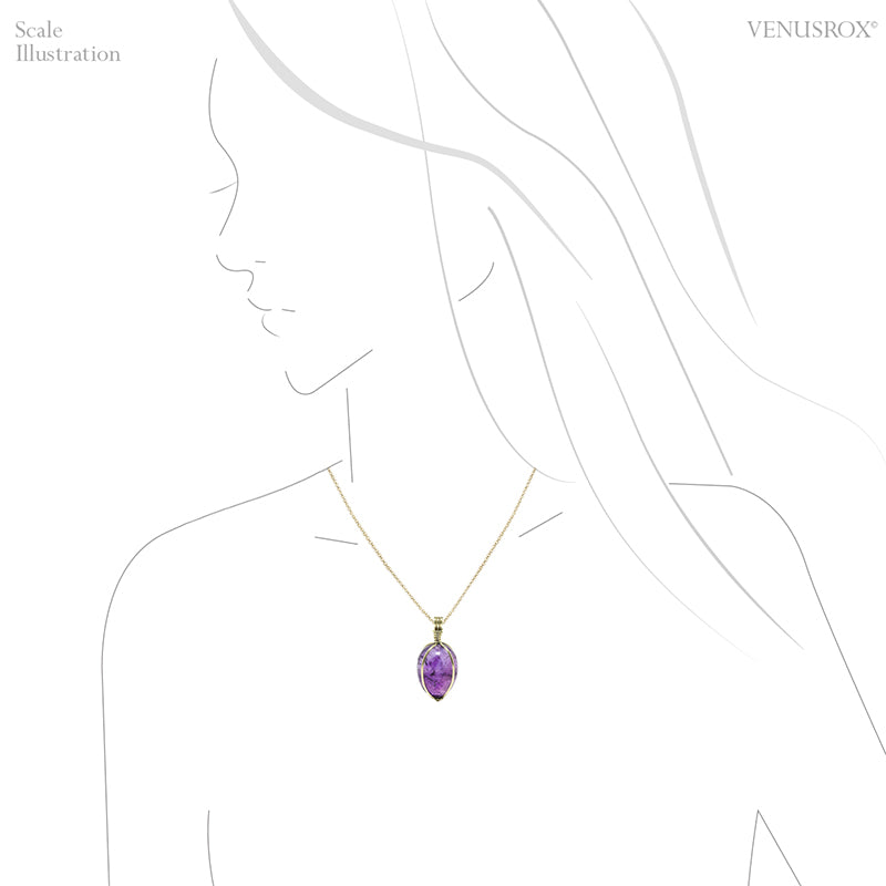 Amethyst Phantom Polished Crystal Pendant with 9Kt Gold | Venusrox