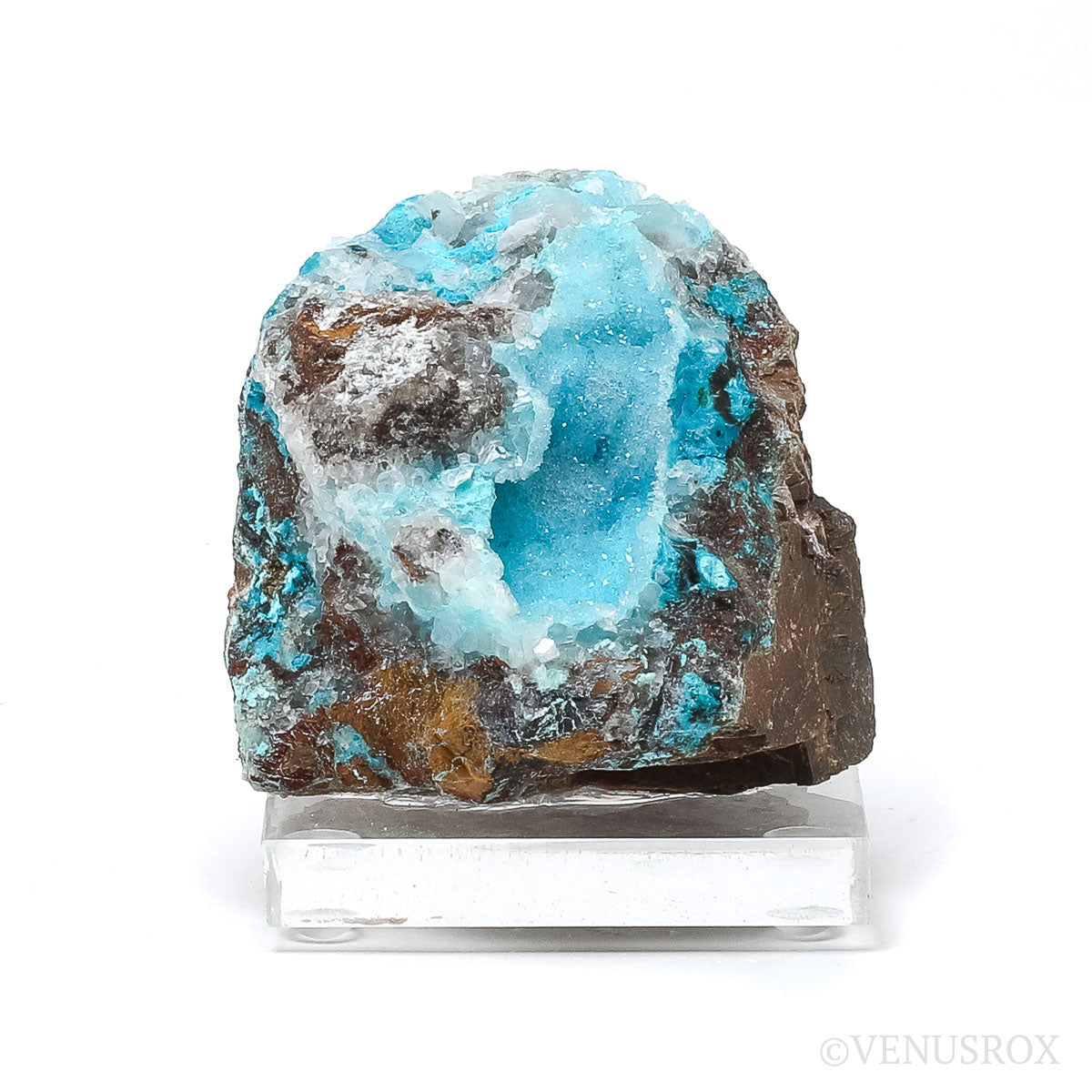 Chrysocolla with Clear Quartz & Calcite on Matrix Natural Crystal | Venusrox