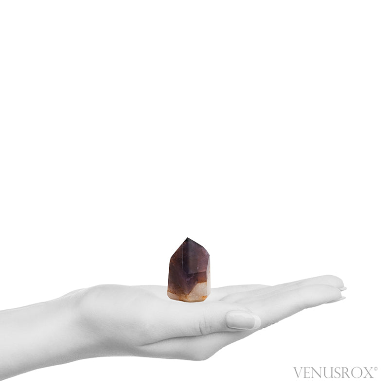 Amethyst with Hematite Phantom in Clear Quartz Polished Point from Cristalina, Goiás, Brazil | Venusrox