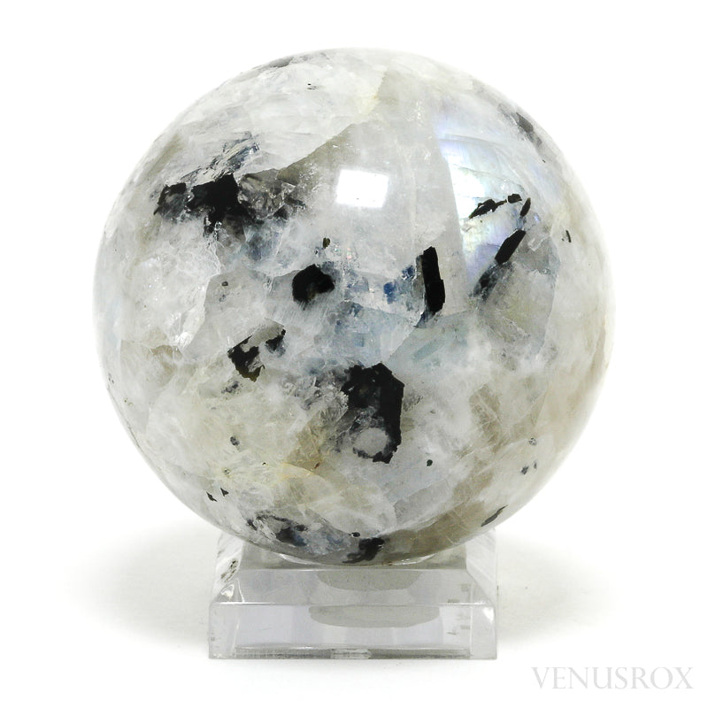 Rainbow Moonstone with Black Tourmaline Polished Sphere from India | Venusrox
