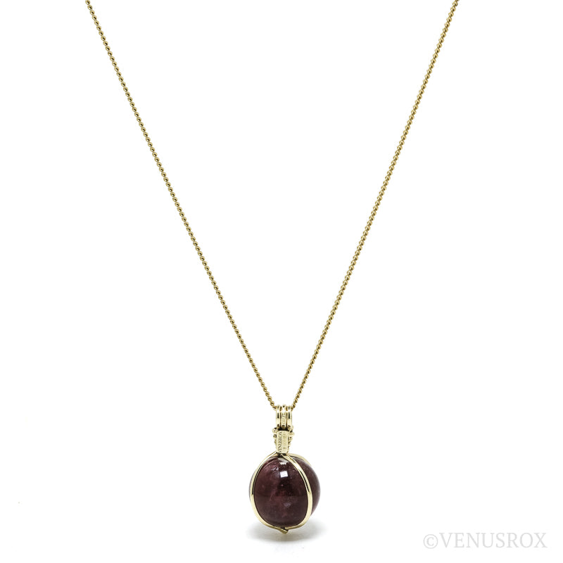 Rubellite (Red Tourmaline) Polished Sphere Pendant from Brazil | Venusrox
