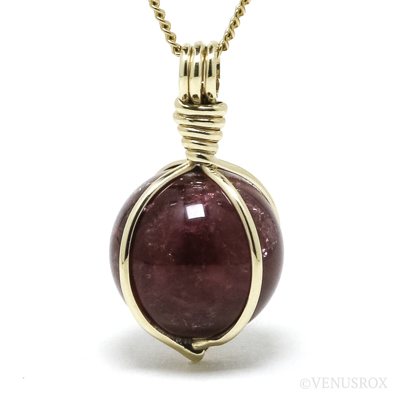 Rubellite (Red Tourmaline) Polished Sphere Pendant from Brazil | Venusrox