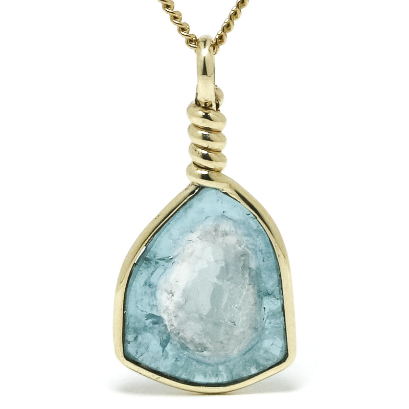 Indicolite (Blue Tourmaline) Polished Slice Pendant from Namibia | Venusrox