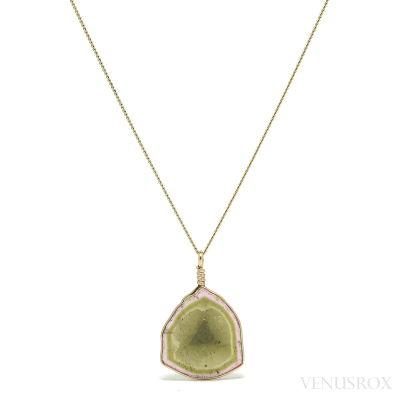 Pink & Green Tourmaline Polished Slice Pendant from Brazil | Venusrox
