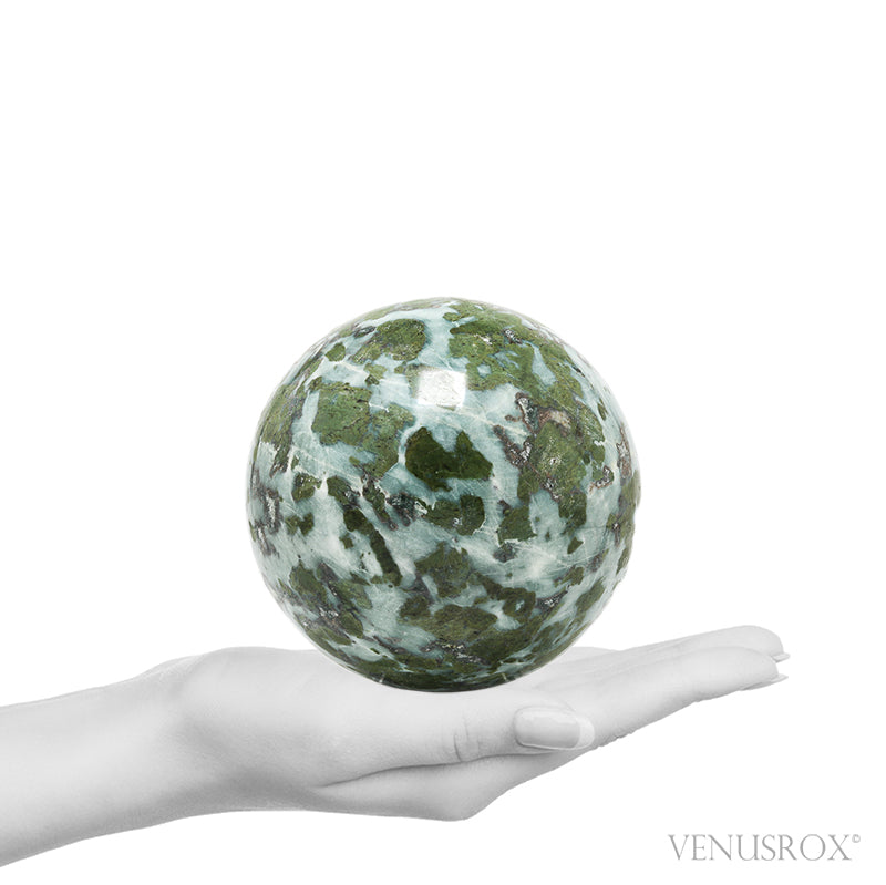 Smaragdite in Talc Polished Sphere from the Allalin Glacier, Valais, Switzerland | Venusrox