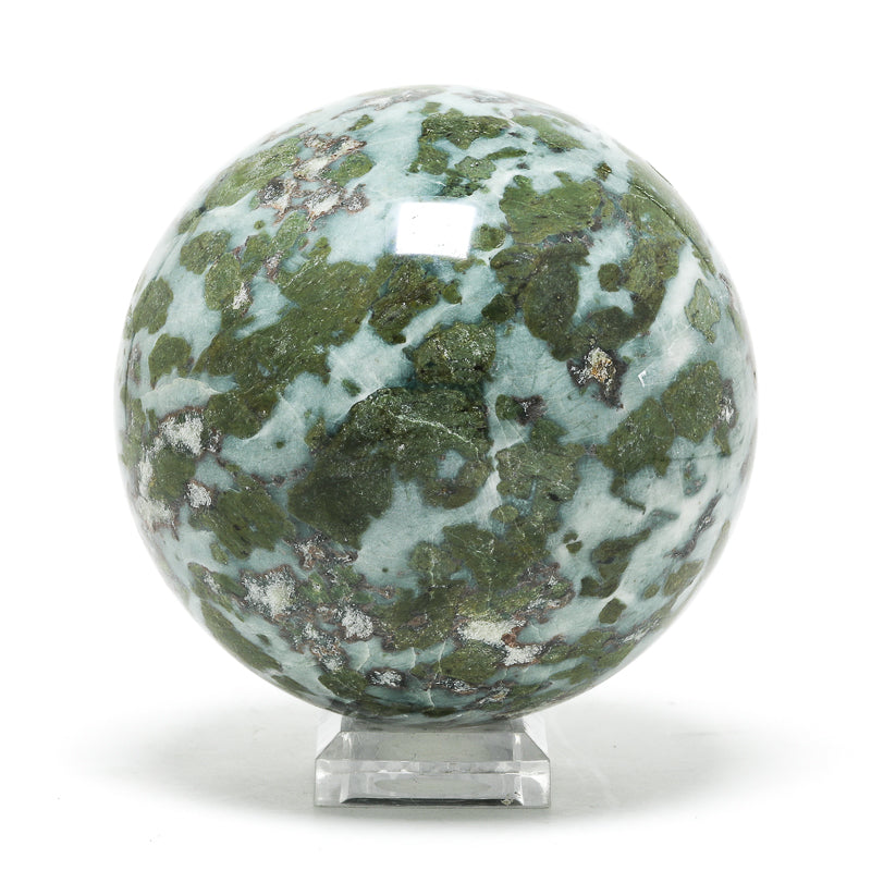 Smaragdite in Talc Polished Sphere from the Allalin Glacier, Valais, Switzerland | Venusrox