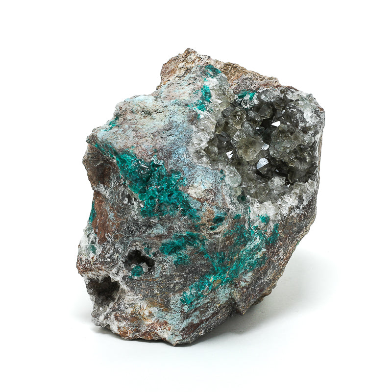Dioptase with Quartz on Matrix Natural Crystal from the Democratic Republic of Congo | Venusrox