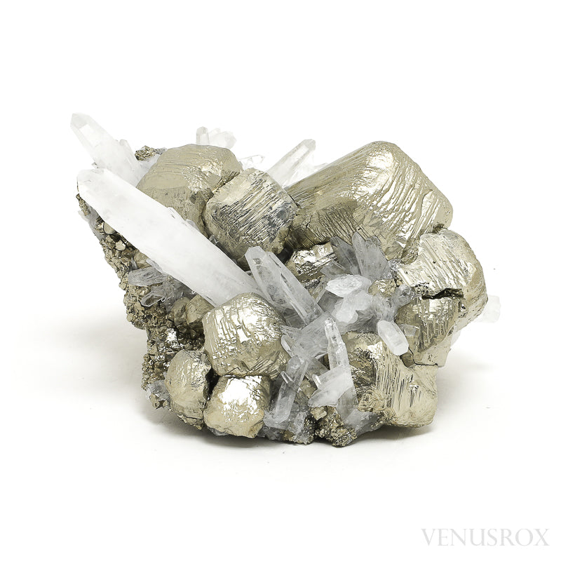 Pyrite with Quartz Natural Cluster from the Huanzala Mine, Huallanca District, Huanuco Department, Peru | Venusrox