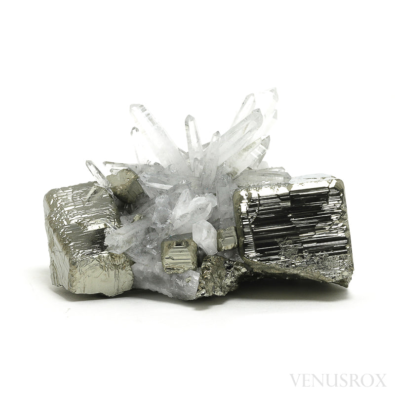 Pyrite with Quartz Natural Cluster from the Huanzala Mine, Huallanca District, Huanuco Department, Peru | Venusrox