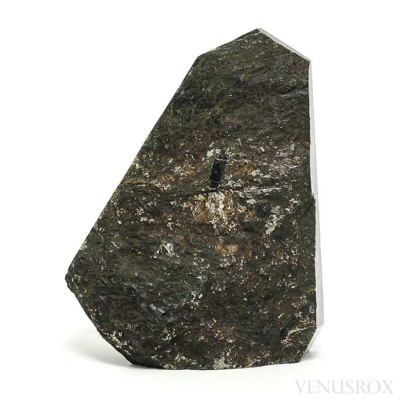 Nuummite with Pyrite Part Polished/Part Natural Crystal from Nuuk, Sermersooq, Greenland | Venusrox