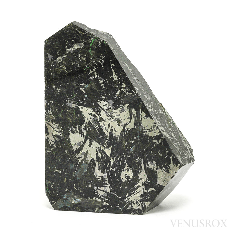Nuummite with Pyrite Part Polished/Part Natural Crystal from Nuuk, Sermersooq, Greenland | Venusrox