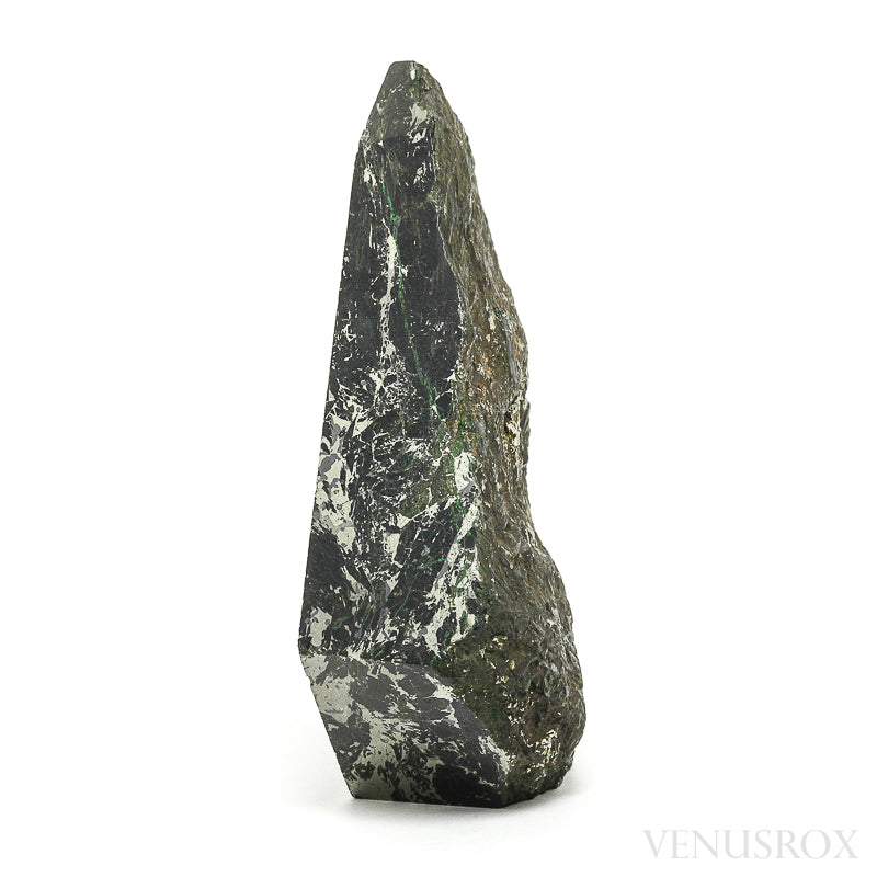 Nuummite with Pyrite Part Polished/Part Natural Crystal from Nuuk, Sermersooq, Greenland | Venusrox