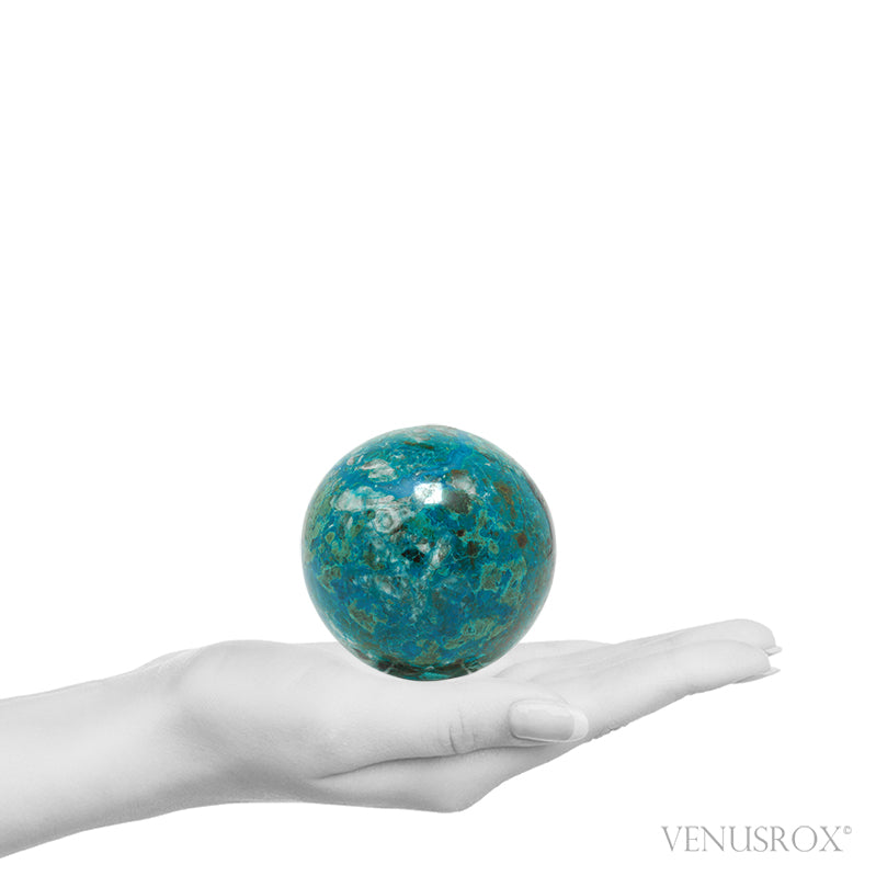 Chrysocolla with Malachite & Matrix Polished Sphere from Peru | Venusrox