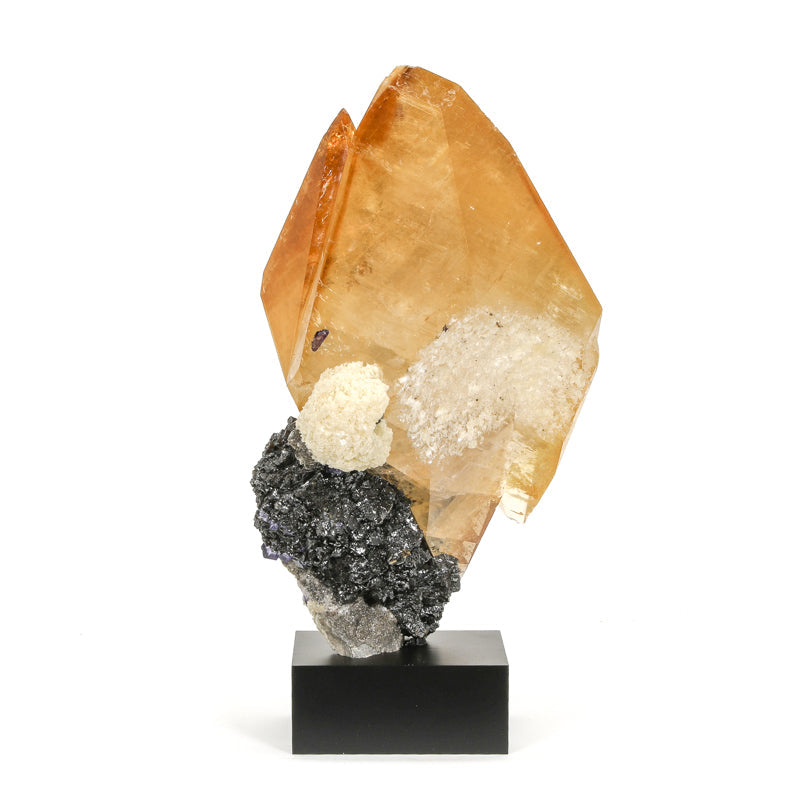Stellar Beam Calcite with Sphalerite, Fluorite & Dolomite Natural Crystal from the Elmwood Mine, Tennessee, USA, mounted on a bespoke stand | Venusrox