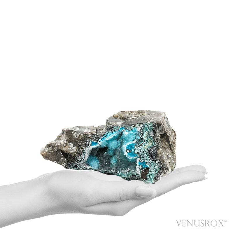 Chrysocolla with Quartz on Calcite Natural Crystal from the Lily Mine, Pisco Umay, Ica, Peru | Venusrox